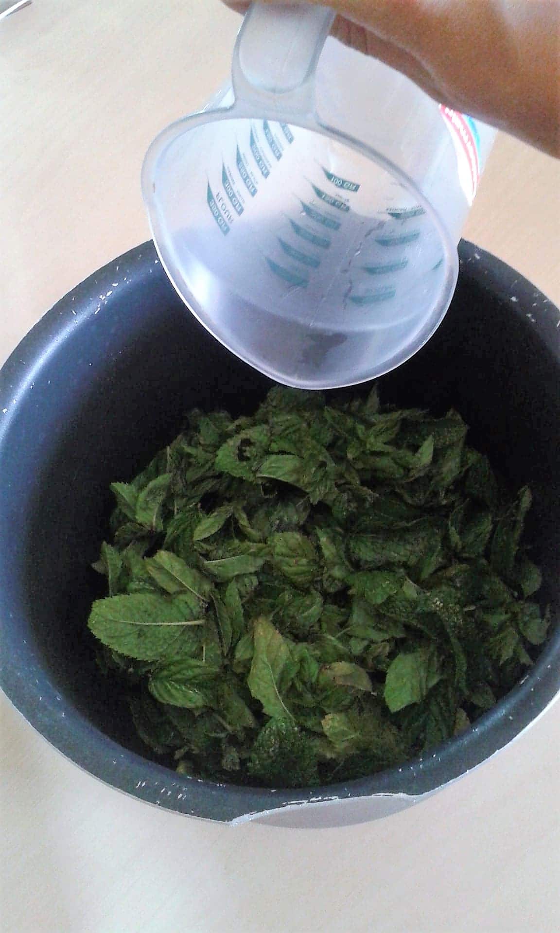 Recette sirop de menthe maison - ajouter l'eau